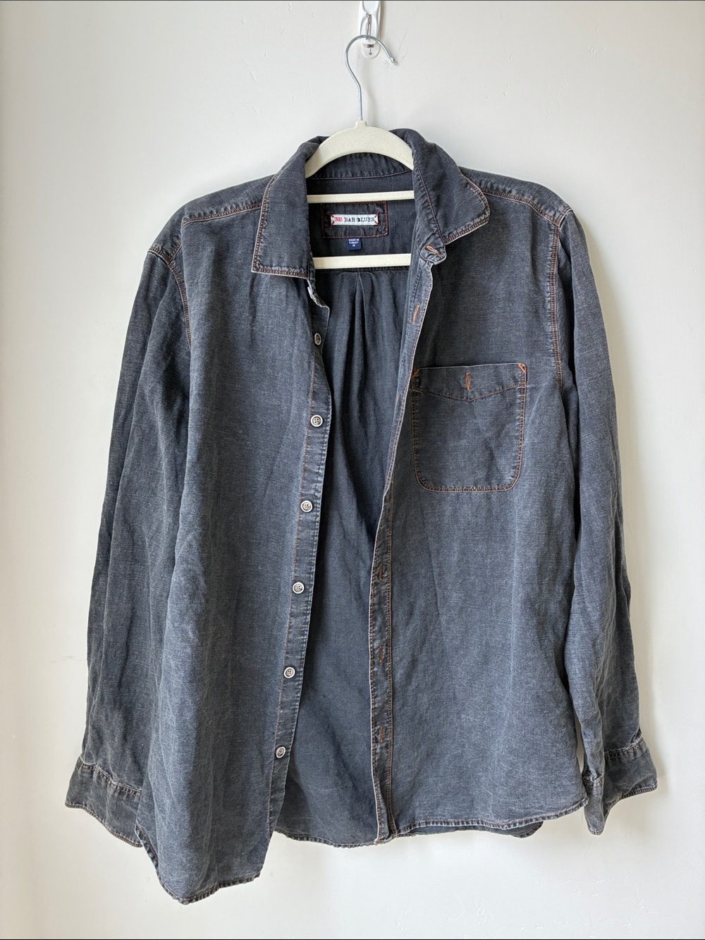 Washed Black linen blend Button-Up Men's Shirt